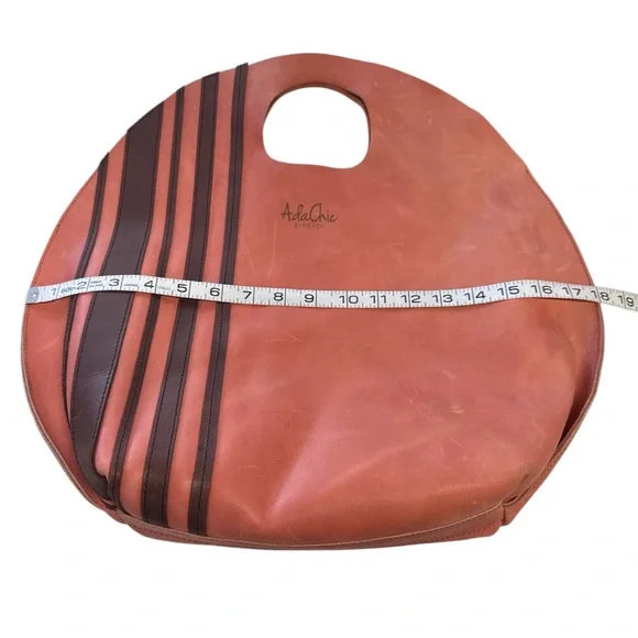 Ada Chic Ola Circular Heather Tote with Cocoa Leather Piping